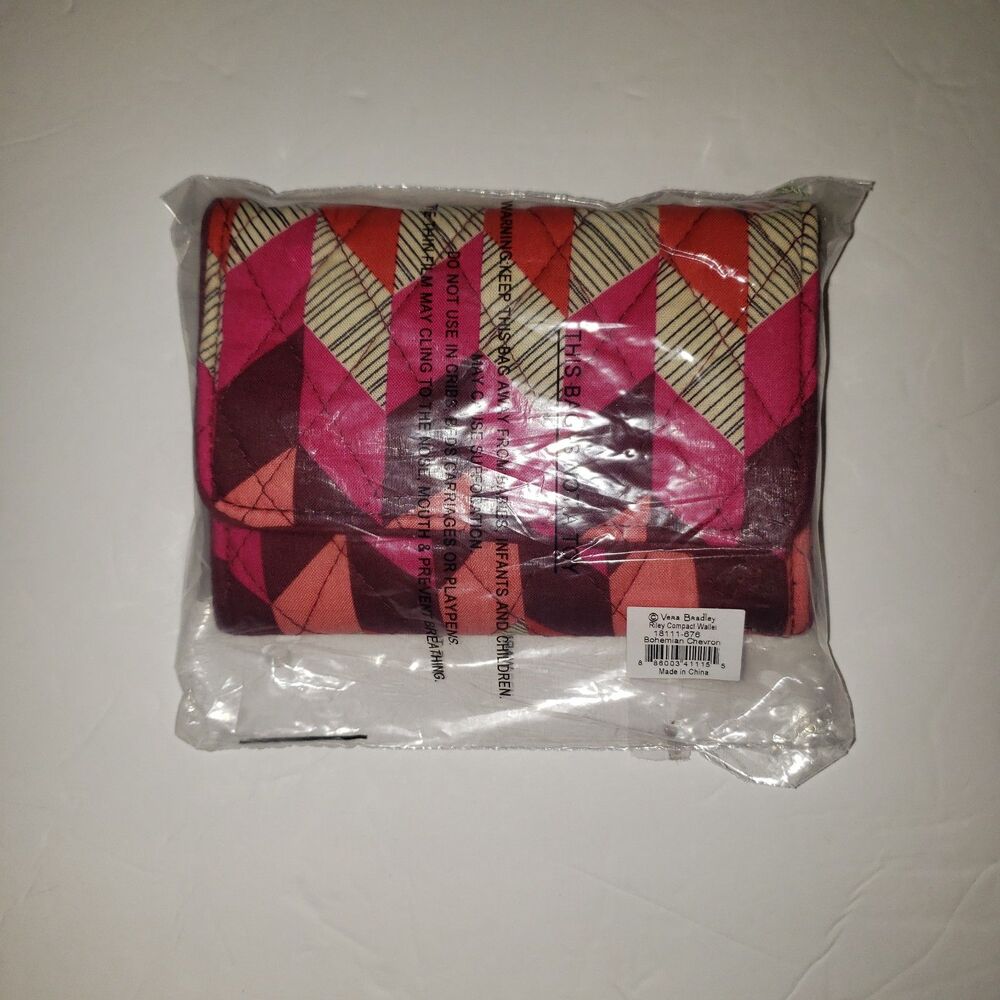 Vera Bradley Riley Compact Wallet Retired Pattern Bohemian Chevron 2016 NEW - Picture 7 of 9